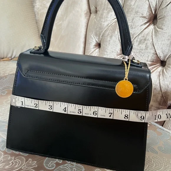 NWT Authentic Matmazel Designed black leather hand bag . - Picture 5 of 8